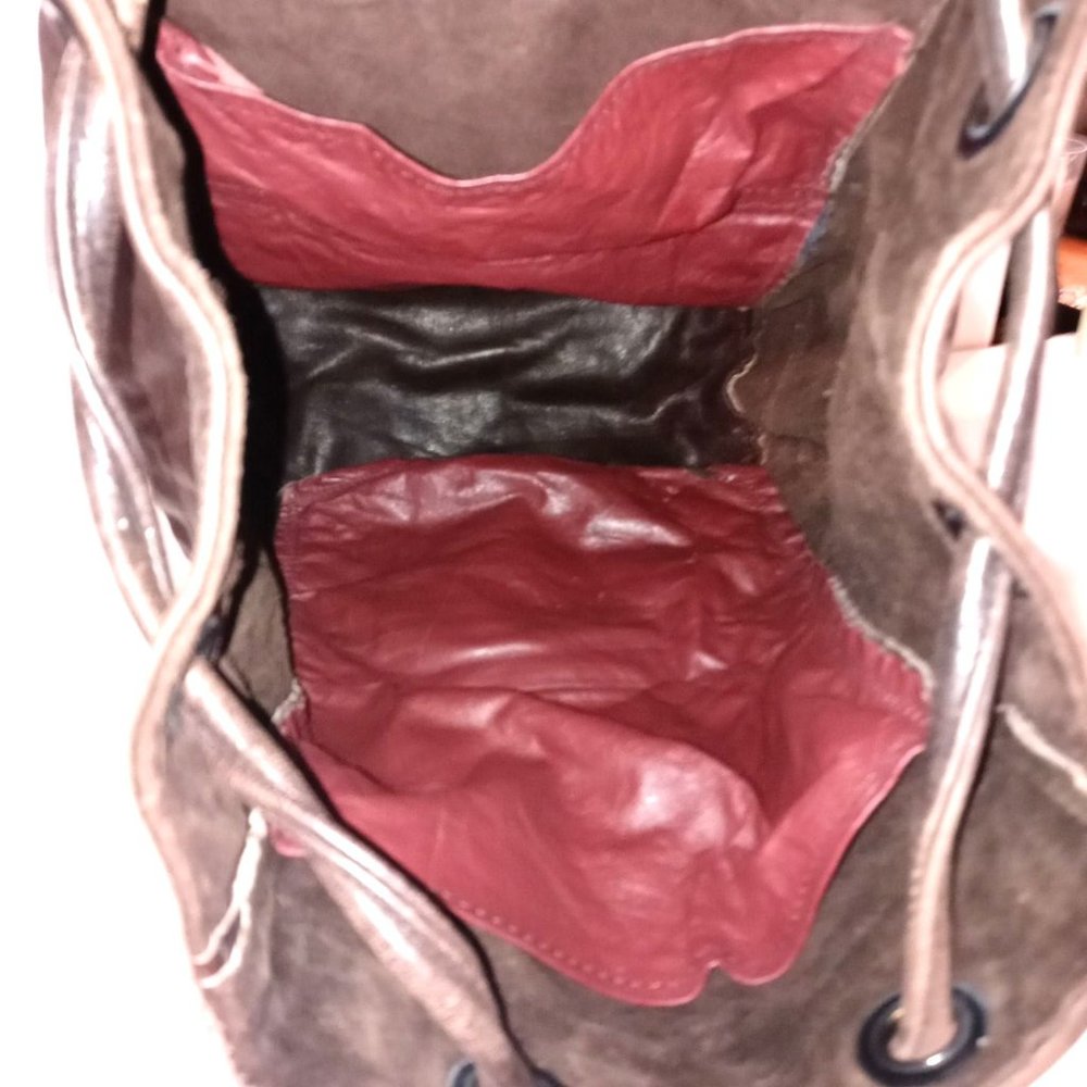 Leather Handmade Drawsting Closure Backpack - Picture 10 of 10